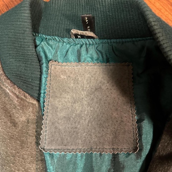 Vintage Green Leather Suede Full Zip Up Jacket Size Mens Medium - Picture 4 of 7